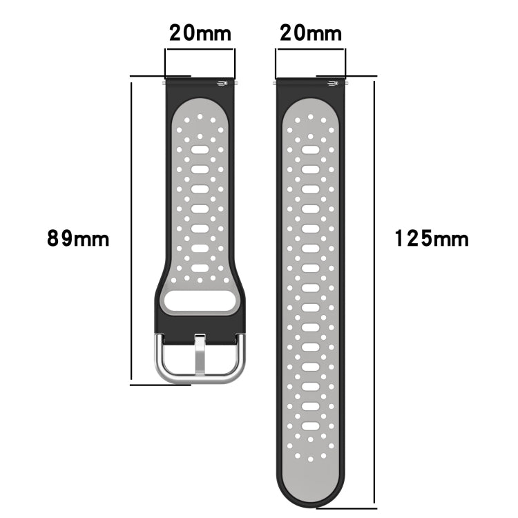 For Amazfit GTS 2E 20mm Breathable Two-Color Silicone Watch Band(White+Black) - Watch Bands by PMC TechLife | Online Shopping South Africa | PMC TechLife