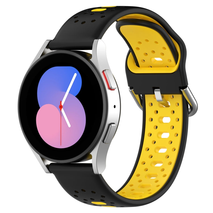 For Huawei Watch GT2 42mm 20mm Breathable Two-Color Silicone Watch Band(Black+Yellow) -  by PMC TechLife | Online Shopping South Africa | PMC TechLife