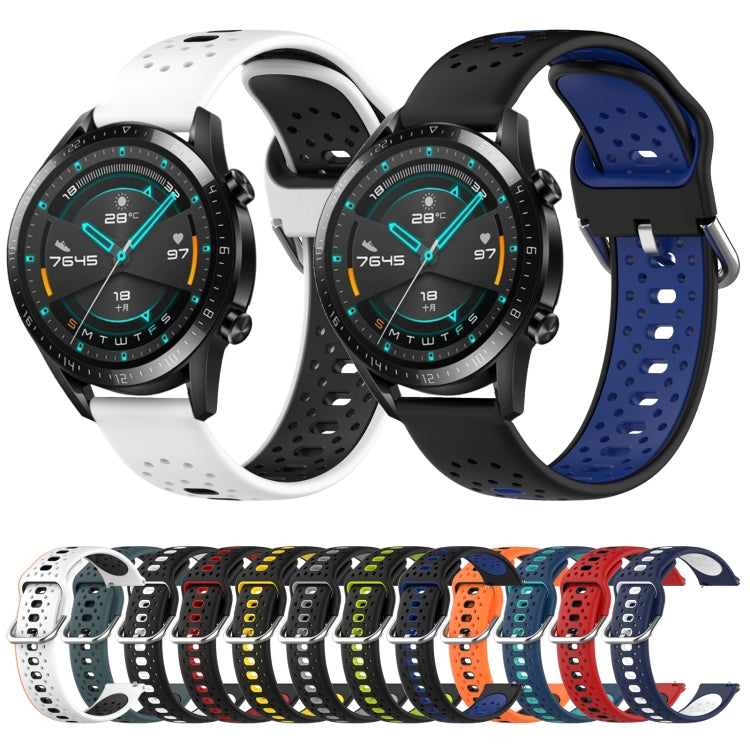 For Huawei Watch 2 20mm Breathable Two-Color Silicone Watch Band(Orange+Grey) - Watch Bands by PMC TechLife | Online Shopping South Africa | PMC TechLife