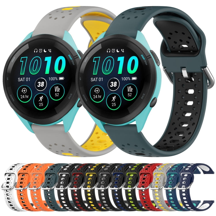 For Garmin Forerunner 265 22mm Breathable Two-Color Silicone Watch Band(Midnight Blue+White) -  by PMC TechLife | Online Shopping South Africa | PMC TechLife