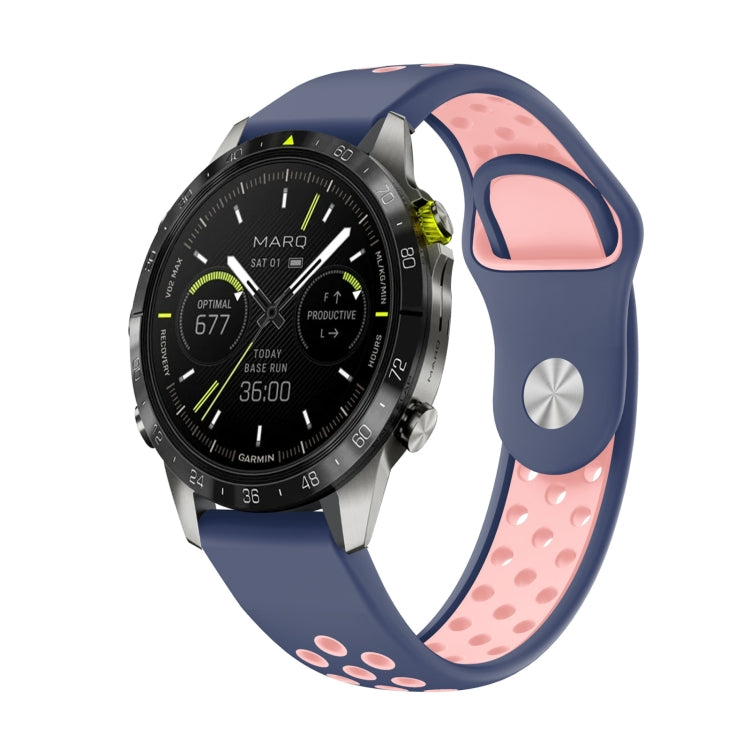 For Garmin MARQ Athlete Gen 2 22mm Sports Breathable Silicone Watch Band(Midnight Blue+Pink) -  by PMC TechLife | Online Shopping South Africa | PMC TechLife