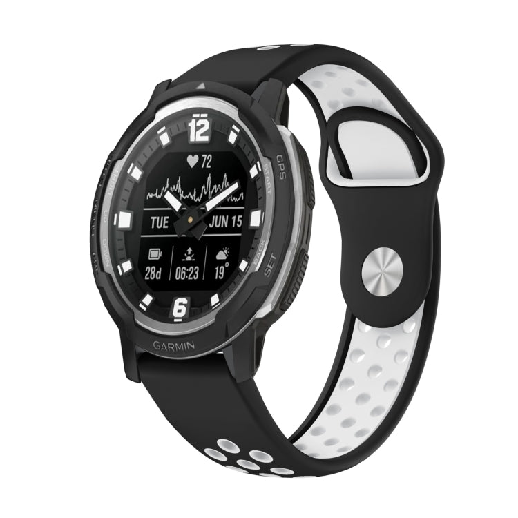 For Garmin Instinct Crossover 22mm Sports Breathable Silicone Watch Band(Black+White) -  by PMC TechLife | Online Shopping South Africa | PMC TechLife