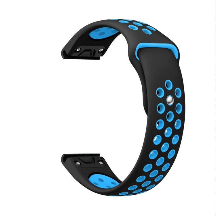 For Garmin Instinct Crossover 22mm Sports Breathable Silicone Watch Band(Black+Blue) -  by PMC TechLife | Online Shopping South Africa | PMC TechLife