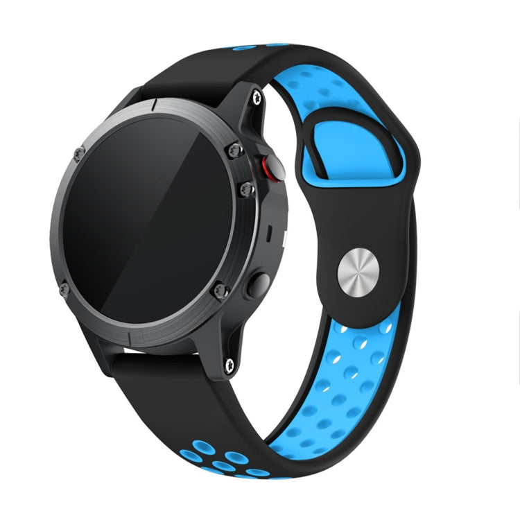 For Garmin Instinct Crossover Solar 22mm Sports Breathable Silicone Watch Band(Black+Blue) -  by PMC TechLife | Online Shopping South Africa | PMC TechLife