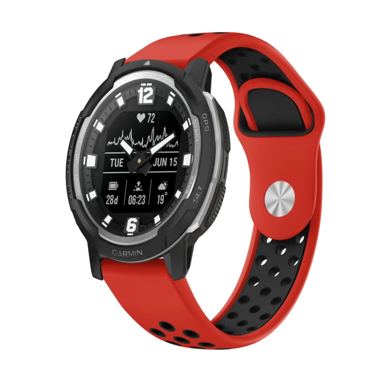 For Garmin Instinct Crossover Solar 22mm Sports Breathable Silicone Watch Band(Red+Black) -  by PMC TechLife | Online Shopping South Africa | PMC TechLife