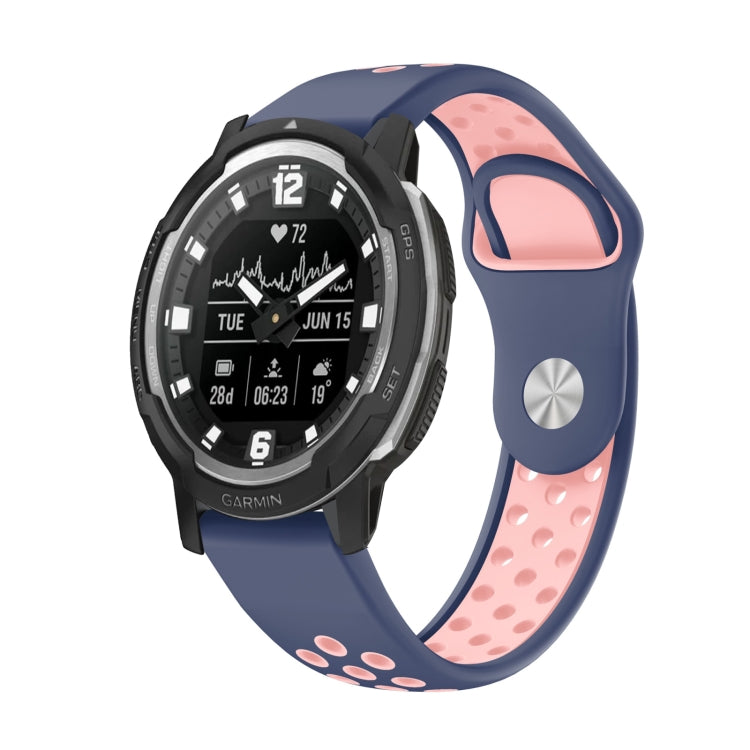 For Garmin Instinct Crossover Solar 22mm Sports Breathable Silicone Watch Band(Midnight Blue+Pink) -  by PMC TechLife | Online Shopping South Africa | PMC TechLife
