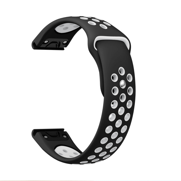 For Garmin Fenix 7 22mm Sports Breathable Silicone Watch Band(Black+White) - Watch Bands by PMC TechLife | Online Shopping South Africa | PMC TechLife