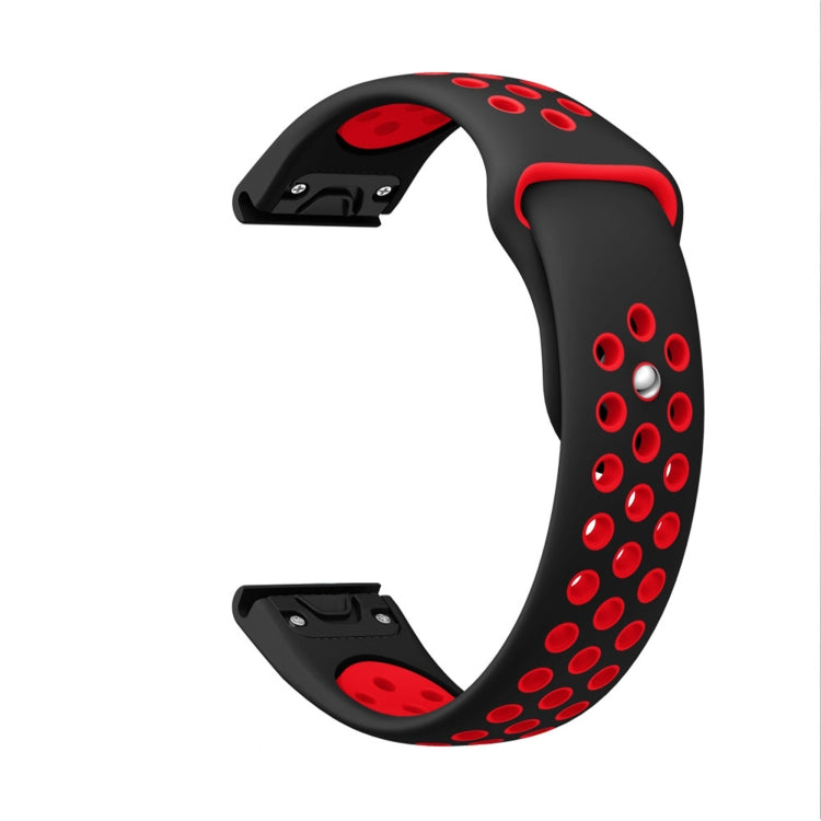 For Garmin Fenix 7 Sapphire Solar 22mm Sports Breathable Silicone Watch Band(Black+Red) - Watch Bands by PMC TechLife | Online Shopping South Africa | PMC TechLife