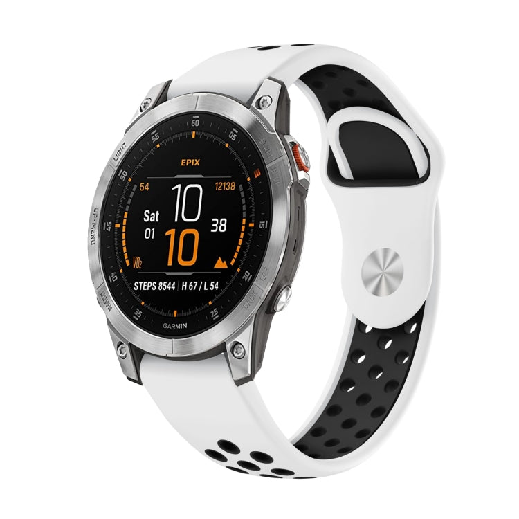 For Garmin EPIX Gen 2 22mm Sports Breathable Silicone Watch Band(White+Black) -  by PMC TechLife | Online Shopping South Africa | PMC TechLife