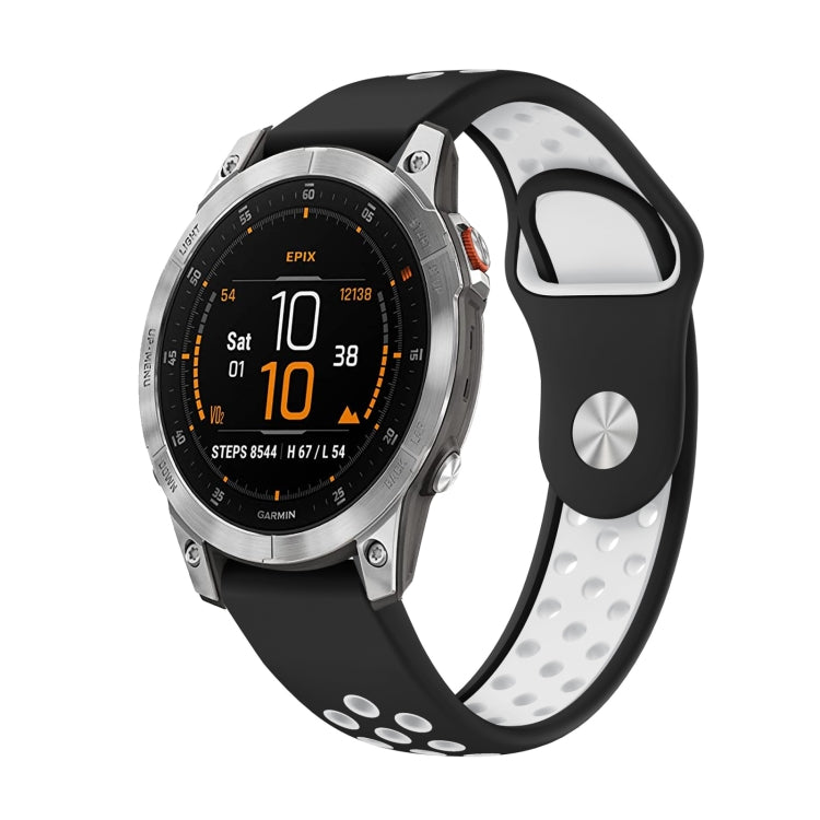 For Garmin EPIX Gen 2 22mm Sports Breathable Silicone Watch Band(Black+White) -  by PMC TechLife | Online Shopping South Africa | PMC TechLife