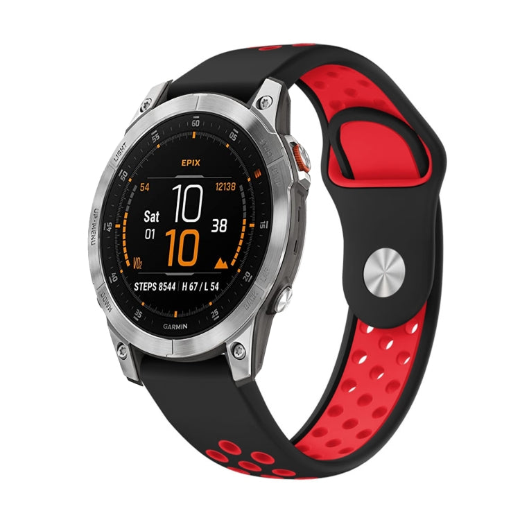 For Garmin EPIX Gen 2 22mm Sports Breathable Silicone Watch Band(Black+Red) -  by PMC TechLife | Online Shopping South Africa | PMC TechLife