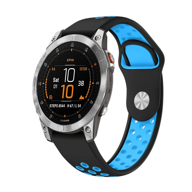 For Garmin EPIX Gen 2 22mm Sports Breathable Silicone Watch Band(Black+Blue) -  by PMC TechLife | Online Shopping South Africa | PMC TechLife