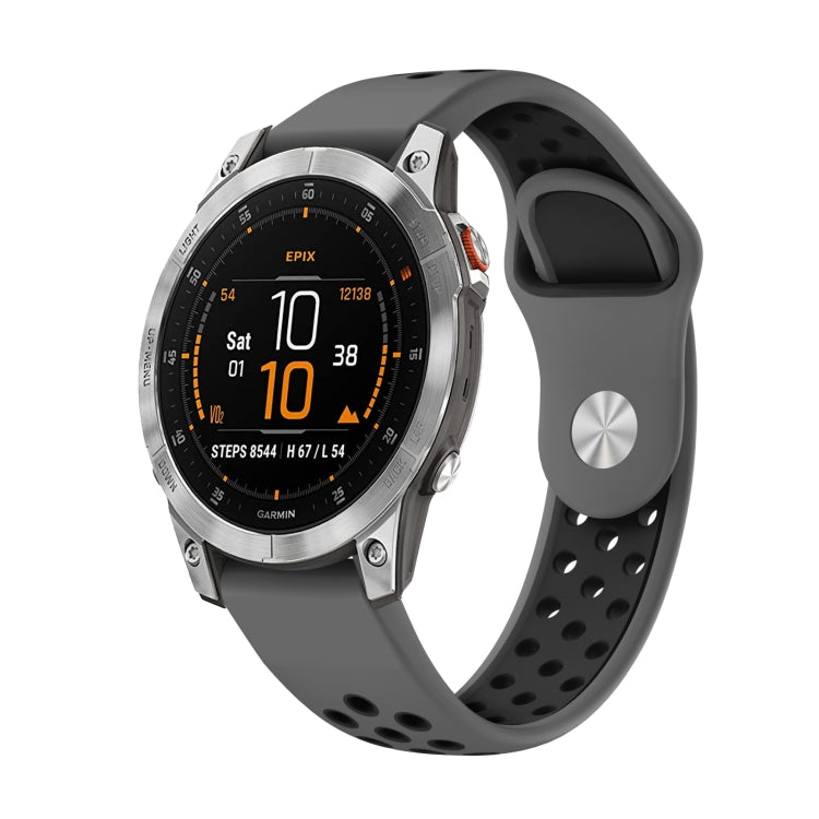 For Garmin EPIX Gen 2 22mm Sports Breathable Silicone Watch Band(Grey+Black) -  by PMC TechLife | Online Shopping South Africa | PMC TechLife