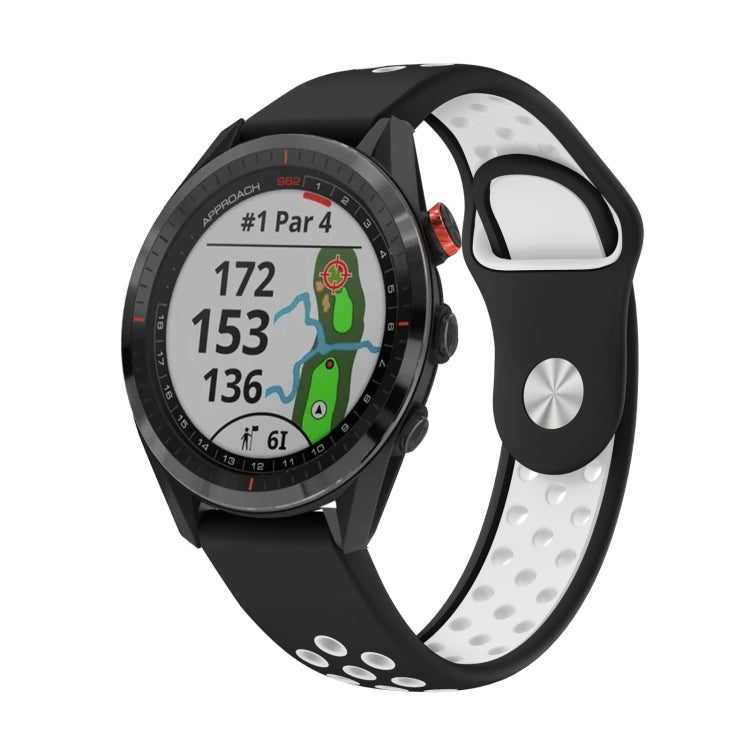 For Garmin Approach S62 22mm Sports Breathable Silicone Watch Band(Black+White) -  by PMC TechLife | Online Shopping South Africa | PMC TechLife