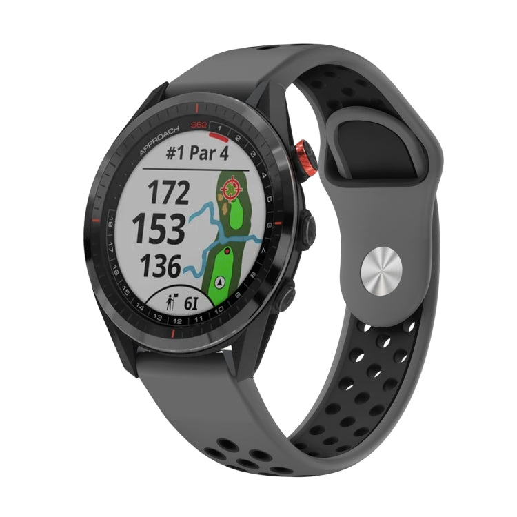 For Garmin Approach S62 22mm Sports Breathable Silicone Watch Band(Grey+Black) -  by PMC TechLife | Online Shopping South Africa | PMC TechLife