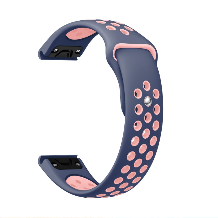 For Garmin Fenix 6 GPS 22mm Sports Breathable Silicone Watch Band(Midnight Blue+Pink) -  by PMC TechLife | Online Shopping South Africa | PMC TechLife