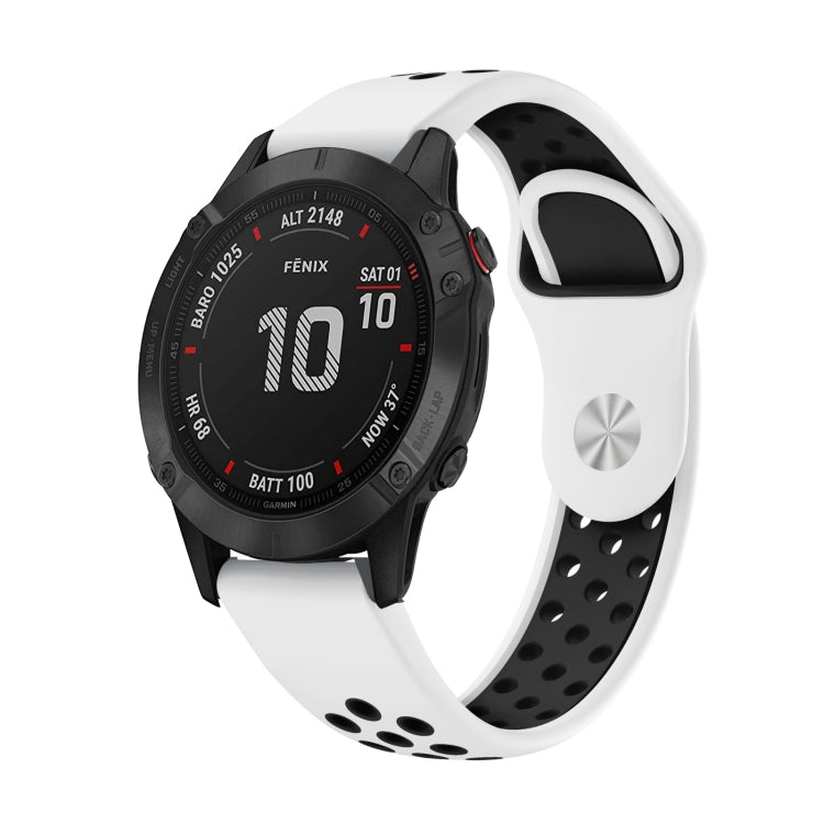 For Garmin Fenix 6 Pro GPS 22mm Sports Breathable Silicone Watch Band(White+Black) -  by PMC TechLife | Online Shopping South Africa | PMC TechLife