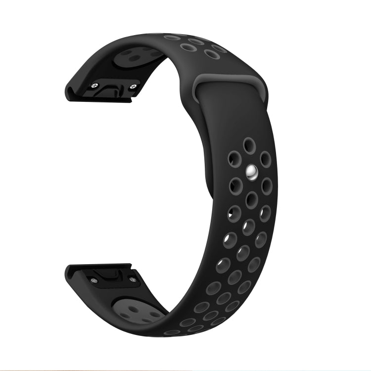 For Garmin Fenix 6 Pro GPS 22mm Sports Breathable Silicone Watch Band(Black+Grey) -  by PMC TechLife | Online Shopping South Africa | PMC TechLife