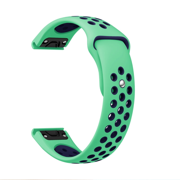 For Garmin Fenix 6 Sapphire GPS 22mm Sports Breathable Silicone Watch Band(Mint Green+Midnight Blue) -  by PMC TechLife | Online Shopping South Africa | PMC TechLife