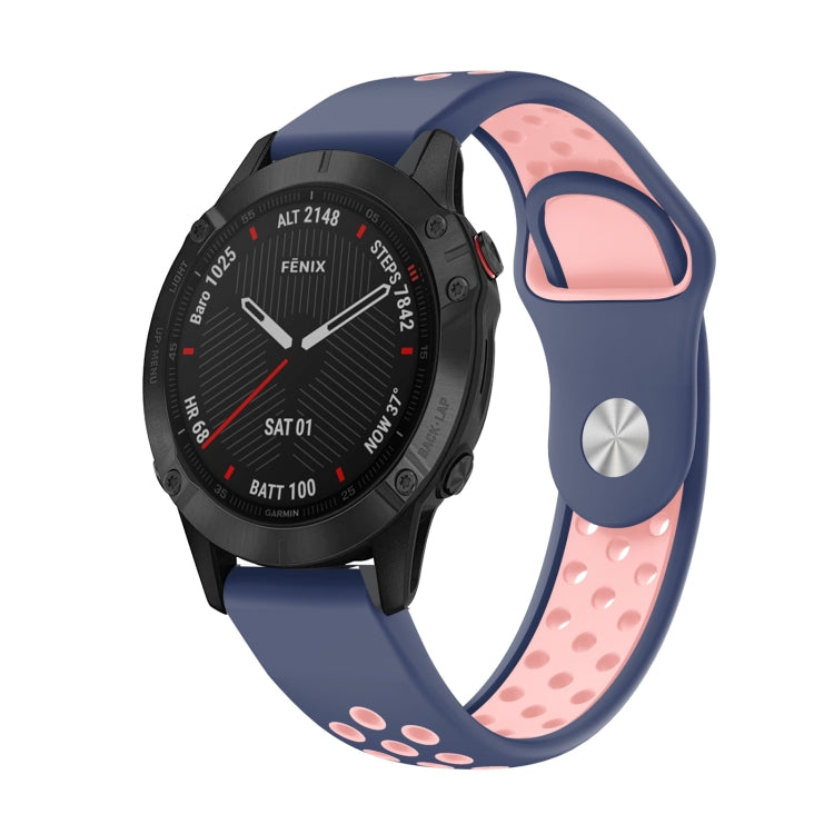 For Garmin Fenix 6 Sapphire GPS 22mm Sports Breathable Silicone Watch Band(Midnight Blue+Pink) -  by PMC TechLife | Online Shopping South Africa | PMC TechLife