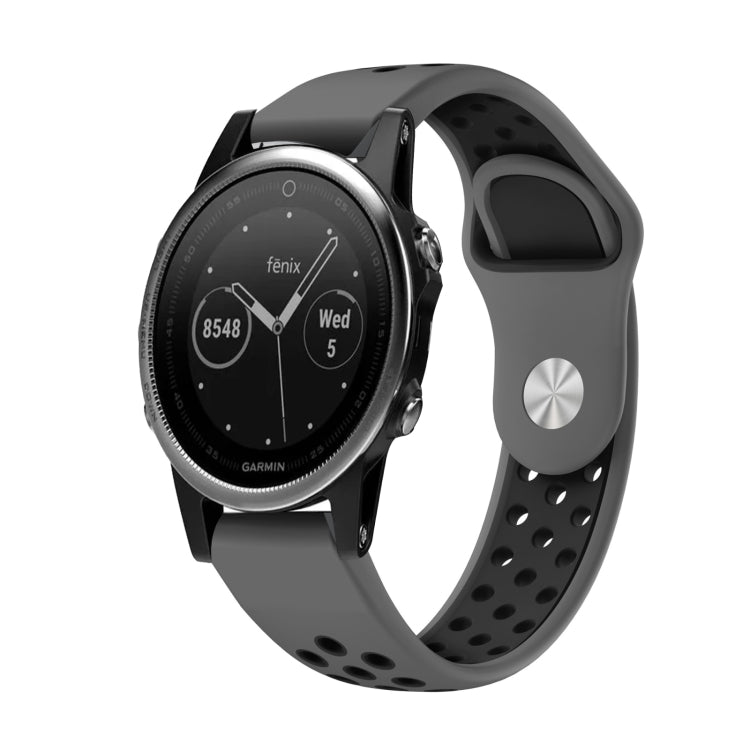 For Garmin Fenix 5 22mm Sports Breathable Silicone Watch Band(Grey+Black) -  by PMC TechLife | Online Shopping South Africa | PMC TechLife