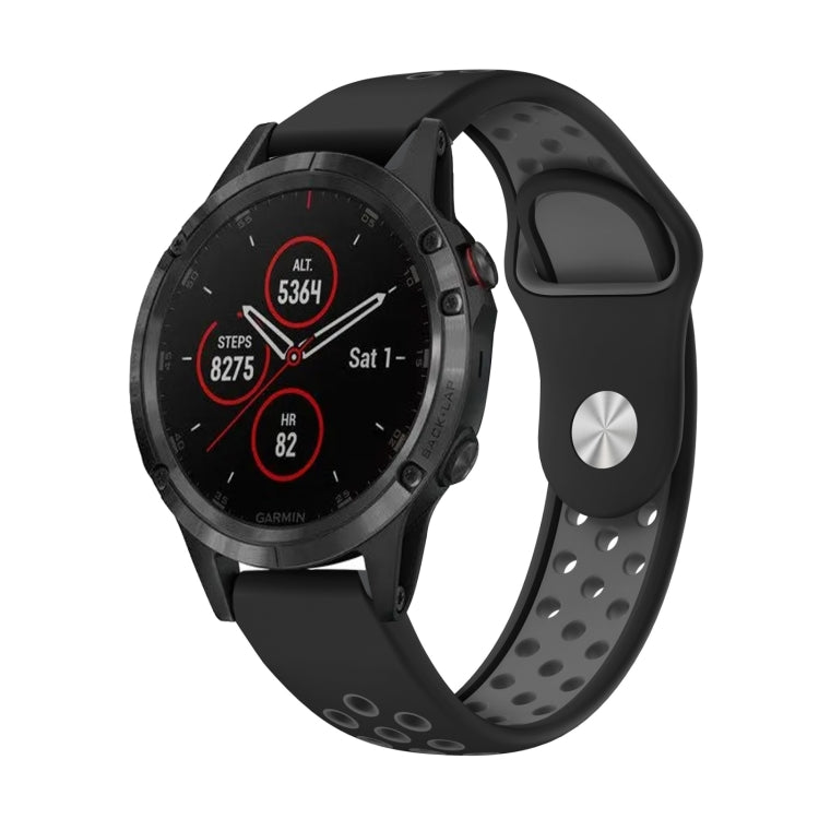 For Garmin Fenix 5 Plus 22mm Sports Breathable Silicone Watch Band(Black+Grey) -  by PMC TechLife | Online Shopping South Africa | PMC TechLife