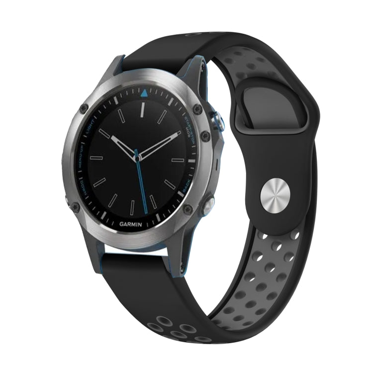 For Garmin Quatix 5 22mm Sports Breathable Silicone Watch Band(Black+Grey) -  by PMC TechLife | Online Shopping South Africa | PMC TechLife