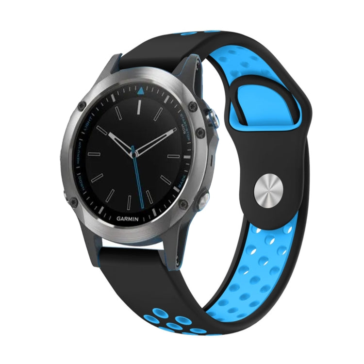 For Garmin Quatix 5 22mm Sports Breathable Silicone Watch Band(Black+Blue) -  by PMC TechLife | Online Shopping South Africa | PMC TechLife