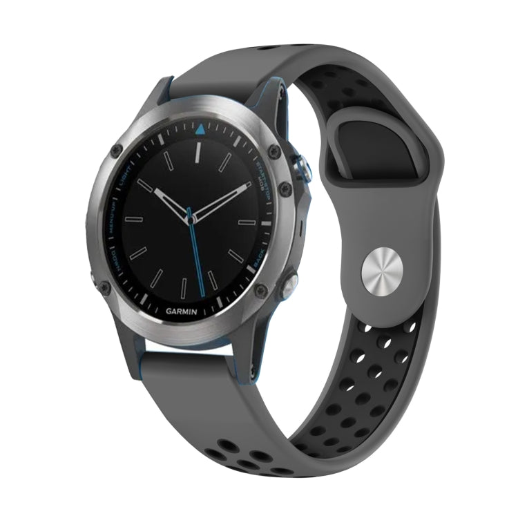 For Garmin Quatix 5 22mm Sports Breathable Silicone Watch Band(Grey+Black) -  by PMC TechLife | Online Shopping South Africa | PMC TechLife