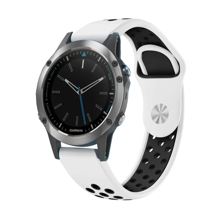 For Garmin Quatix 5 Sapphire 22mm Sports Breathable Silicone Watch Band(White+Black) -  by PMC TechLife | Online Shopping South Africa | PMC TechLife