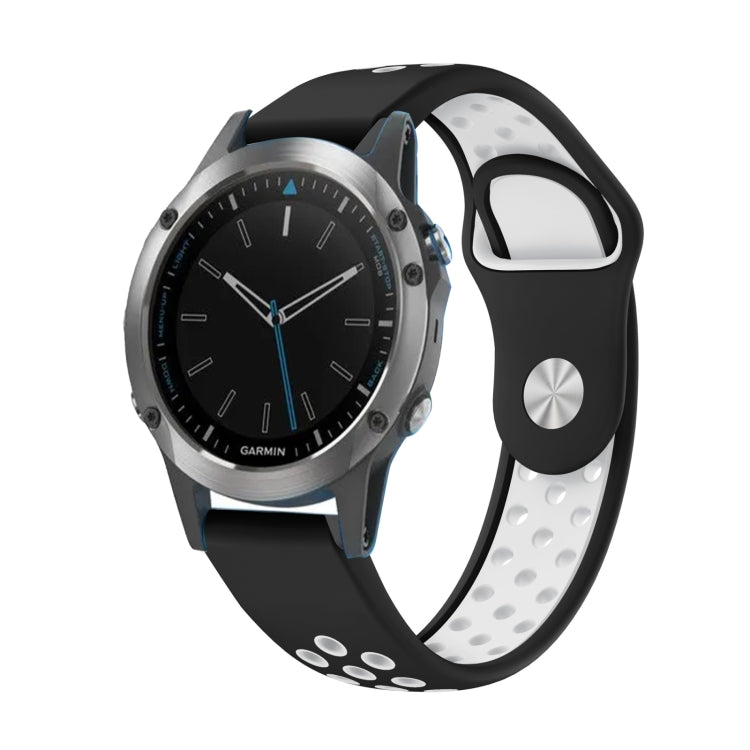 For Garmin Quatix 5 Sapphire 22mm Sports Breathable Silicone Watch Band(Black+White) -  by PMC TechLife | Online Shopping South Africa | PMC TechLife