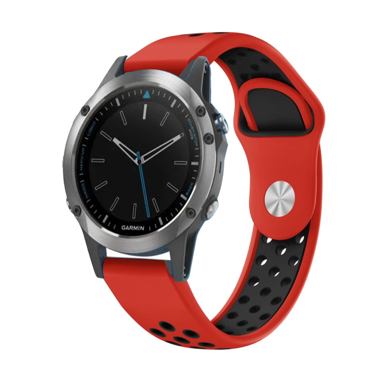 For Garmin Quatix 5 Sapphire 22mm Sports Breathable Silicone Watch Band(Red+Black) -  by PMC TechLife | Online Shopping South Africa | PMC TechLife
