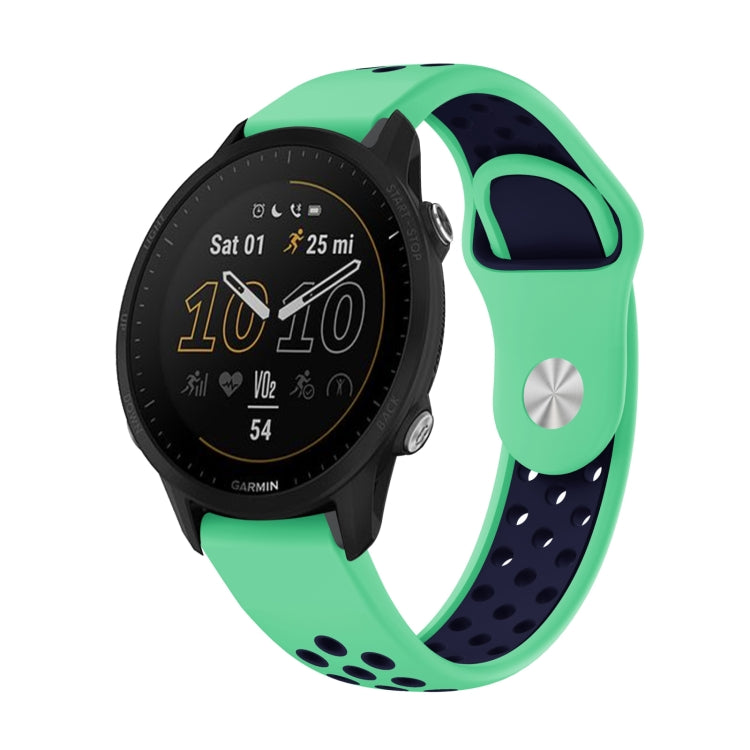 For Garmin Forerunner 955 22mm Sports Breathable Silicone Watch Band(Mint Green+Midnight Blue) -  by PMC TechLife | Online Shopping South Africa | PMC TechLife
