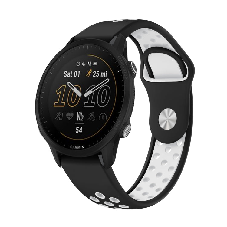 For Garmin Forerunner 955 22mm Sports Breathable Silicone Watch Band(Black+White) -  by PMC TechLife | Online Shopping South Africa | PMC TechLife