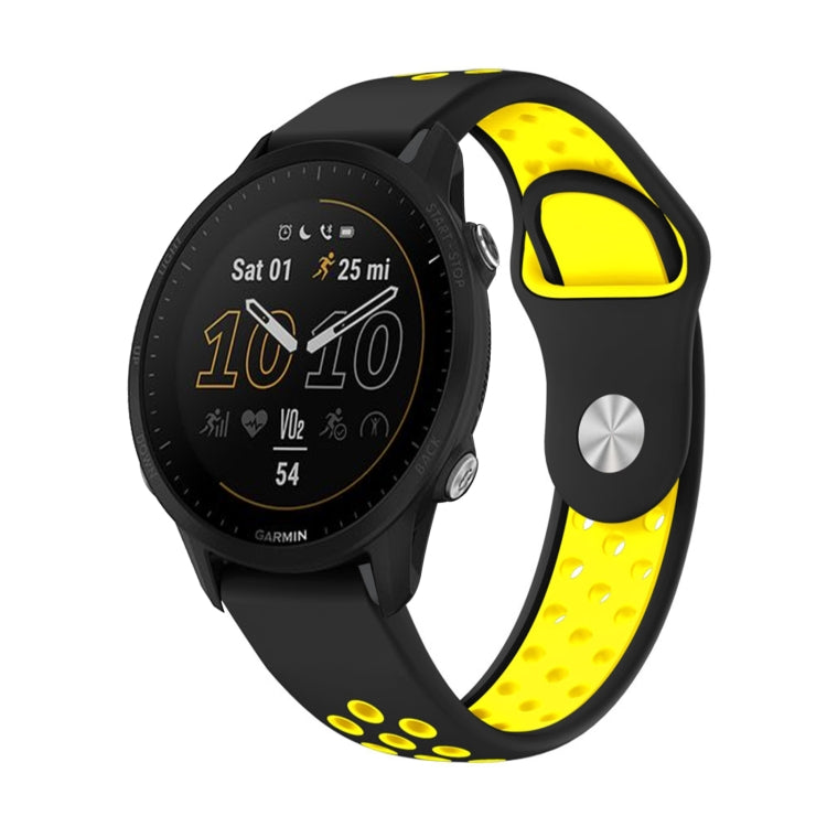 For Garmin Forerunner 955 22mm Sports Breathable Silicone Watch Band(Black+Yellow) -  by PMC TechLife | Online Shopping South Africa | PMC TechLife
