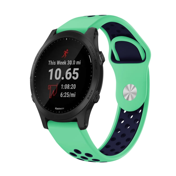 For Garmin Forerunner 945 22mm Sports Breathable Silicone Watch Band(Mint Green+Midnight Blue) -  by PMC TechLife | Online Shopping South Africa | PMC TechLife