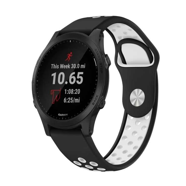 For Garmin Forerunner 945 22mm Sports Breathable Silicone Watch Band(Black+White) -  by PMC TechLife | Online Shopping South Africa | PMC TechLife