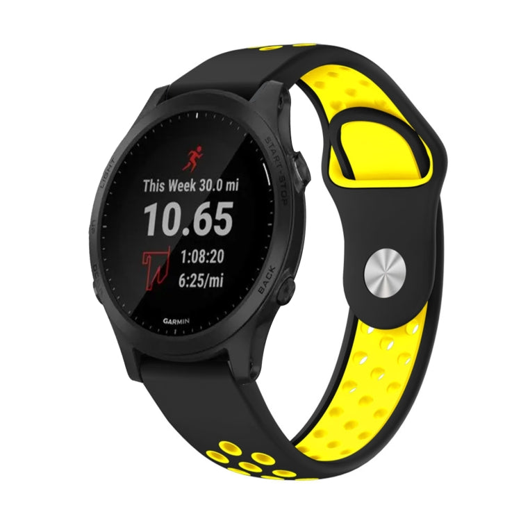 For Garmin Forerunner 945 22mm Sports Breathable Silicone Watch Band(Black+Yellow) -  by PMC TechLife | Online Shopping South Africa | PMC TechLife
