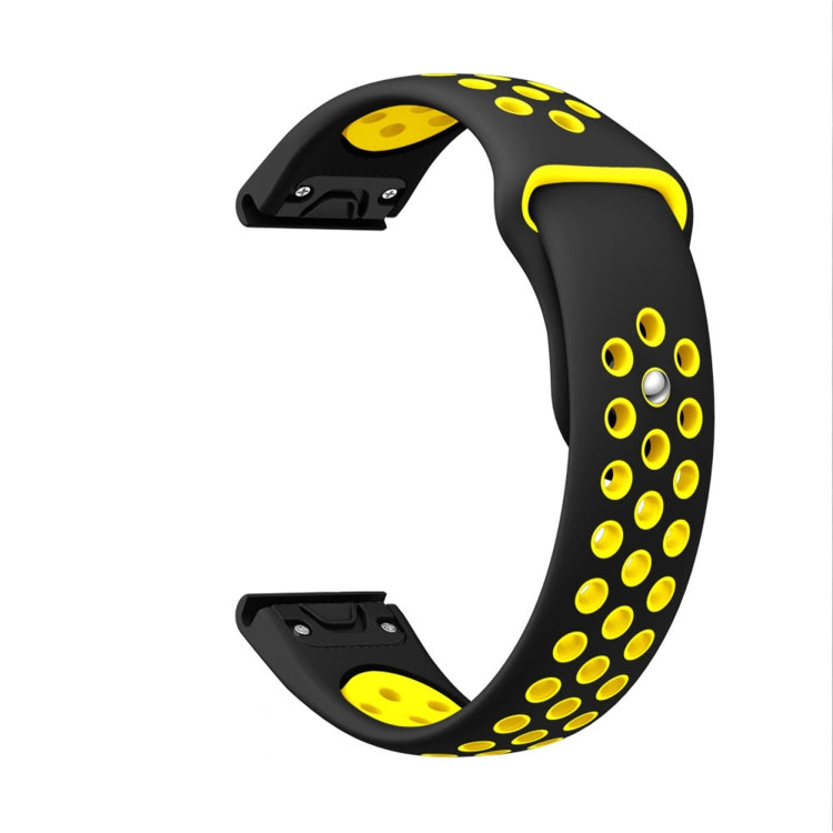 For Garmin Forerunner 945 22mm Sports Breathable Silicone Watch Band(Black+Yellow) -  by PMC TechLife | Online Shopping South Africa | PMC TechLife