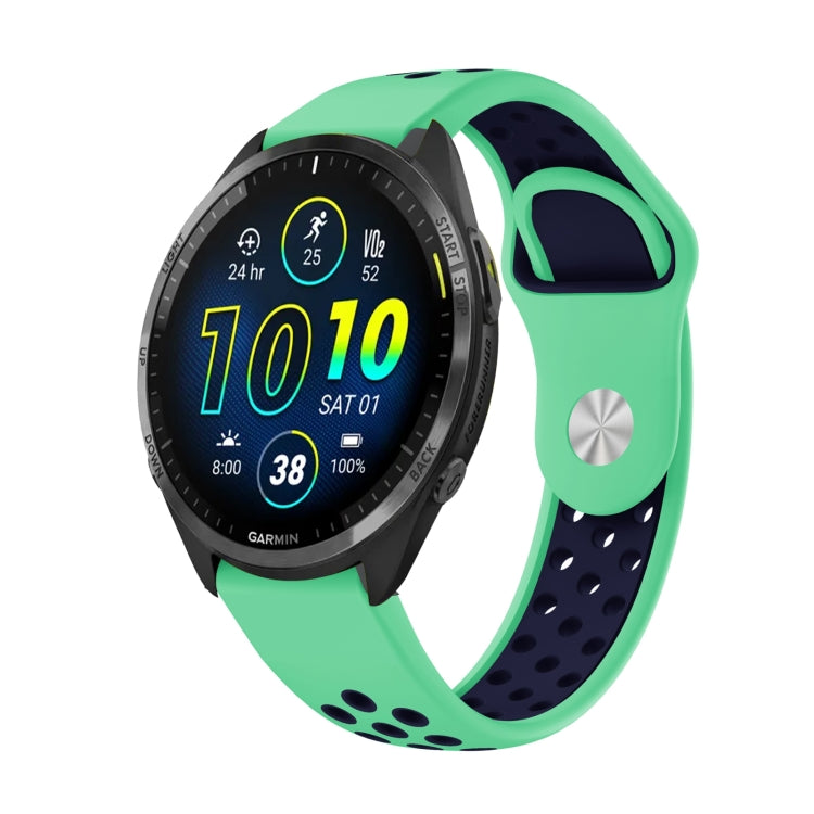 For Garmin Forerunner 965 22mm Sports Breathable Silicone Watch Band(Mint Green+Midnight Blue) -  by PMC TechLife | Online Shopping South Africa | PMC TechLife
