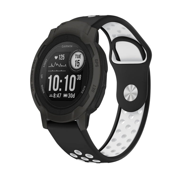 For Garmin Instinct 2 22mm Sports Breathable Silicone Watch Band(Black+White) -  by PMC TechLife | Online Shopping South Africa | PMC TechLife