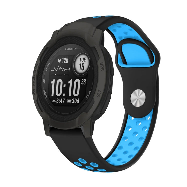 For Garmin Instinct 2 22mm Sports Breathable Silicone Watch Band(Black+Blue) -  by PMC TechLife | Online Shopping South Africa | PMC TechLife
