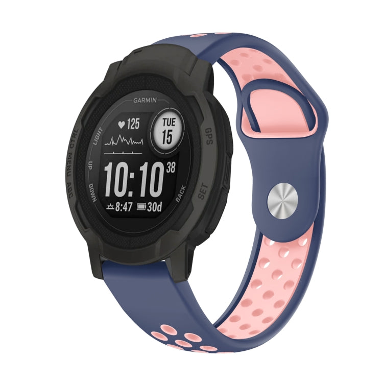 For Garmin Instinct 2 22mm Sports Breathable Silicone Watch Band(Midnight Blue+Pink) -  by PMC TechLife | Online Shopping South Africa | PMC TechLife