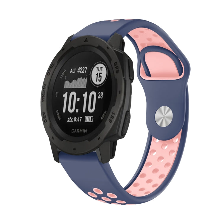 For Garmin Instinct 22mm Sports Breathable Silicone Watch Band(Midnight Blue+Pink) -  by PMC TechLife | Online Shopping South Africa | PMC TechLife