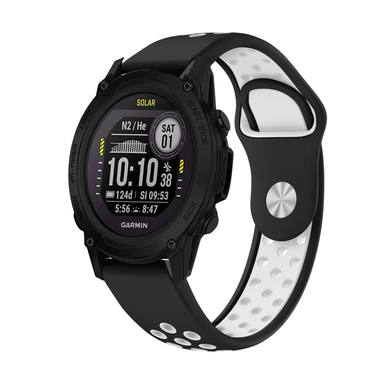 For Garmin Descent G1 22mm Sports Breathable Silicone Watch Band(Black+White) -  by PMC TechLife | Online Shopping South Africa | PMC TechLife