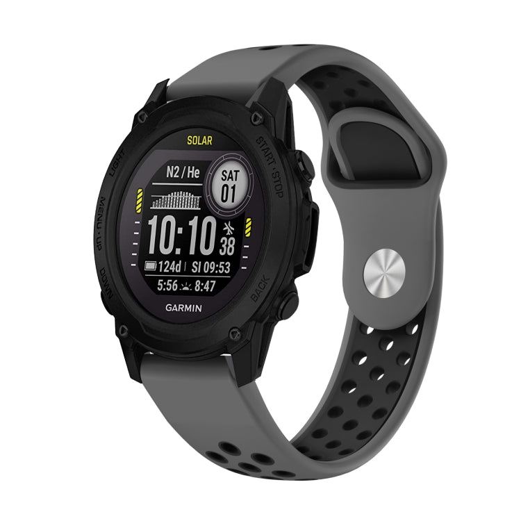 For Garmin Descent G1 22mm Sports Breathable Silicone Watch Band(Grey+Black) -  by PMC TechLife | Online Shopping South Africa | PMC TechLife