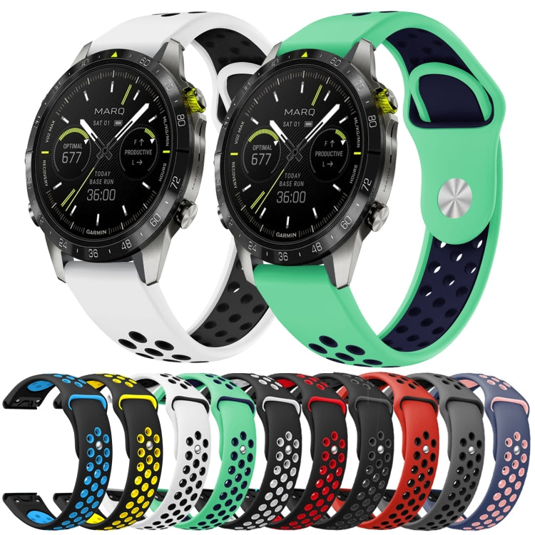 For Garmin Forerunner 965 22mm Sports Breathable Silicone Watch Band(White+Black) -  by PMC TechLife | Online Shopping South Africa | PMC TechLife