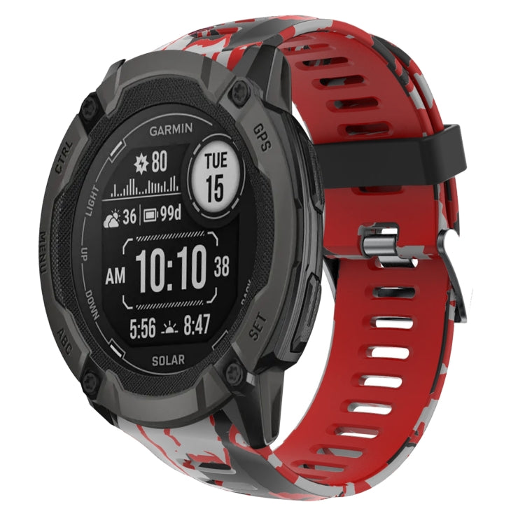 For Garmin Instinct 2X Solar 26mm Camouflage Printed Silicone Watch Band(Red+Army Camouflage) -  by PMC TechLife | Online Shopping South Africa | PMC TechLife
