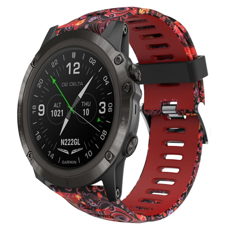For Garmin D2 Delta PX 26mm Camouflage Printed Silicone Watch Band(Red+Jellyfish Camouflage) -  by PMC TechLife | Online Shopping South Africa | PMC TechLife