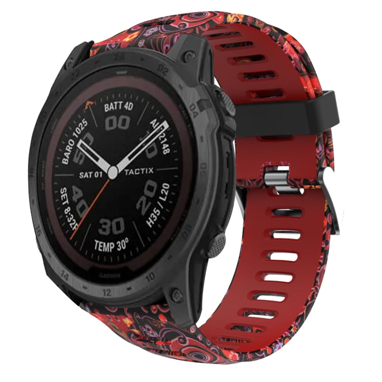 For Garmin Tactix 7 Pro 26mm Camouflage Printed Silicone Watch Band(Red+Jellyfish Camouflage) -  by PMC TechLife | Online Shopping South Africa | PMC TechLife